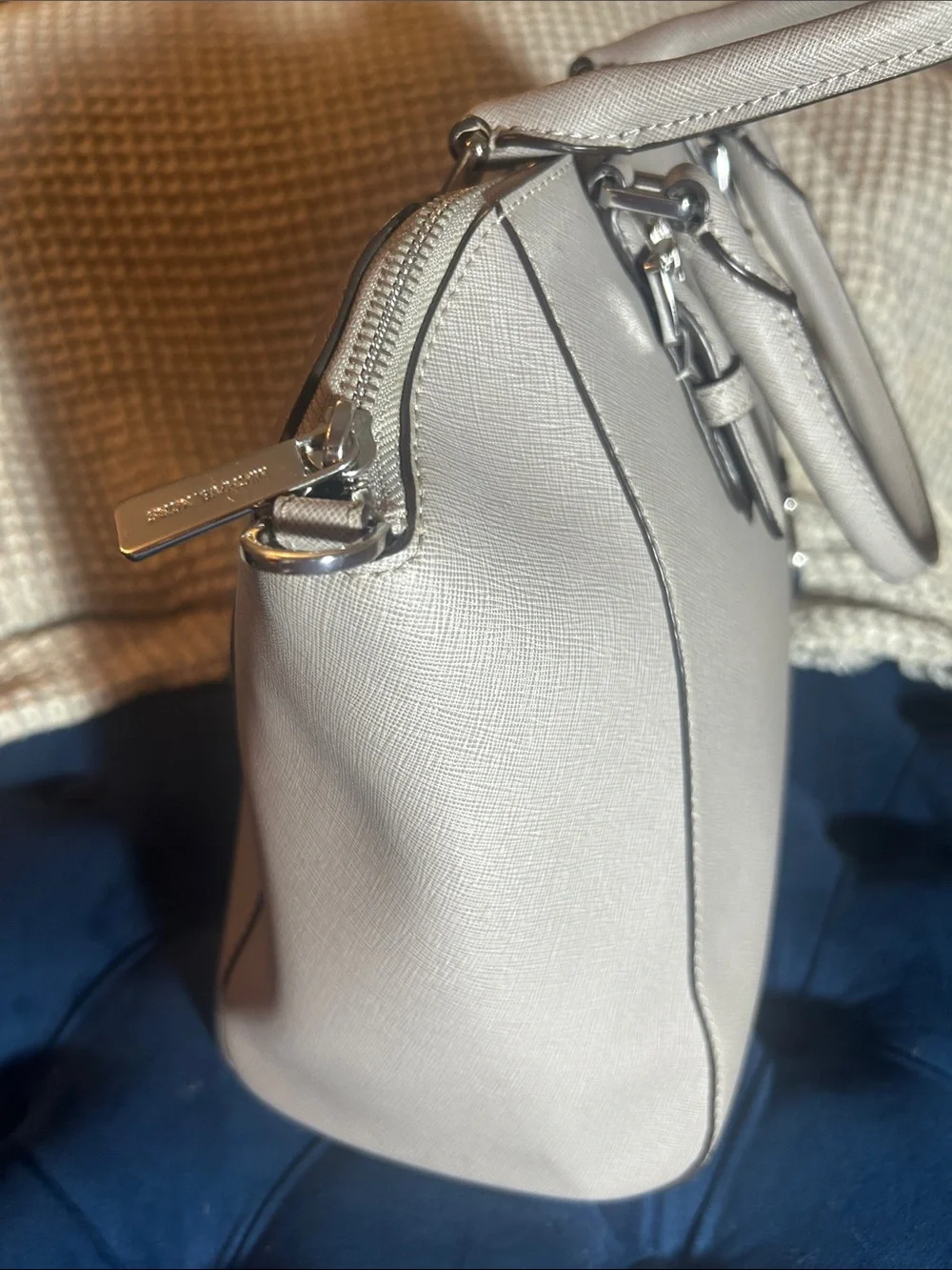 Like New Michael Kors Saffiano Leather Satchel in Light Grey